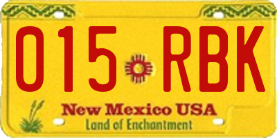 NM license plate 015RBK