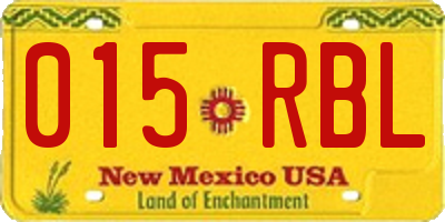 NM license plate 015RBL