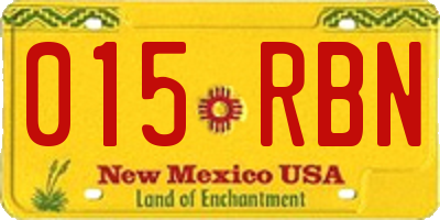 NM license plate 015RBN