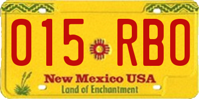 NM license plate 015RBO