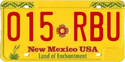 NM license plate 015RBU
