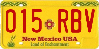 NM license plate 015RBV