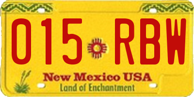 NM license plate 015RBW