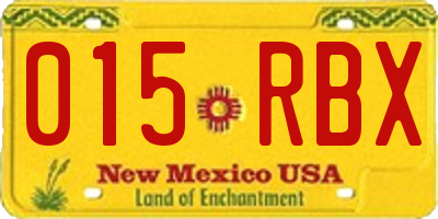 NM license plate 015RBX