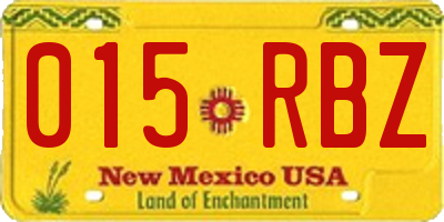 NM license plate 015RBZ