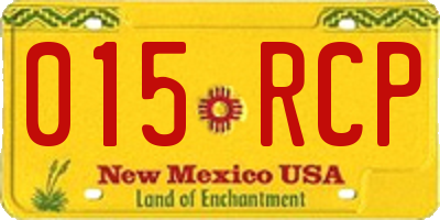 NM license plate 015RCP