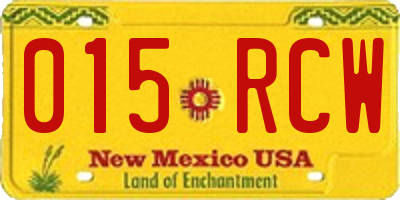 NM license plate 015RCW