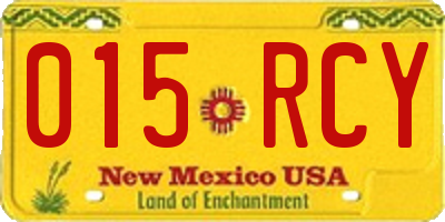 NM license plate 015RCY