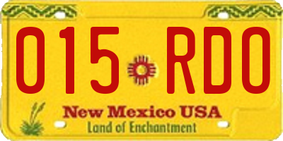 NM license plate 015RDO