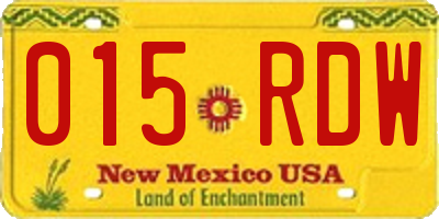 NM license plate 015RDW