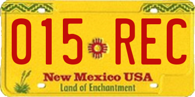 NM license plate 015REC