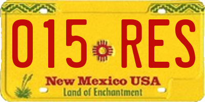 NM license plate 015RES