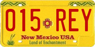NM license plate 015REY
