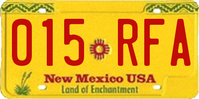 NM license plate 015RFA