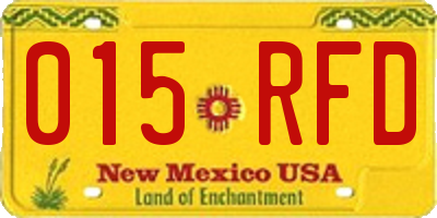 NM license plate 015RFD