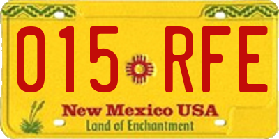 NM license plate 015RFE