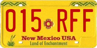NM license plate 015RFF