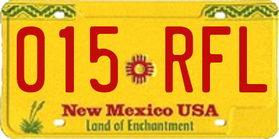 NM license plate 015RFL