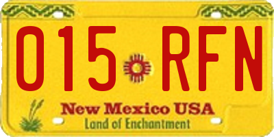 NM license plate 015RFN