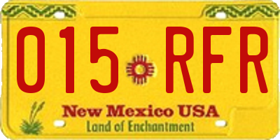 NM license plate 015RFR