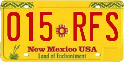 NM license plate 015RFS