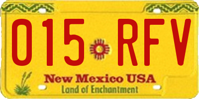 NM license plate 015RFV
