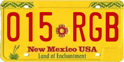 NM license plate 015RGB