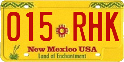 NM license plate 015RHK