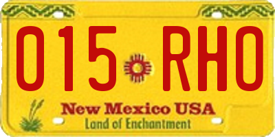 NM license plate 015RHO