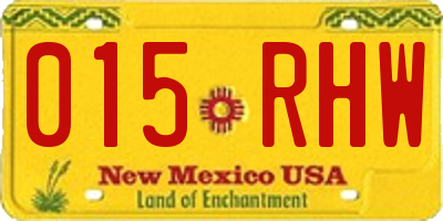 NM license plate 015RHW