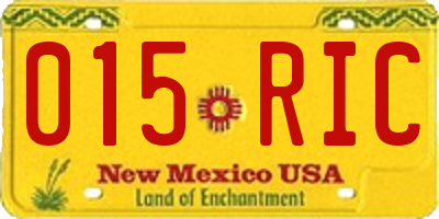 NM license plate 015RIC
