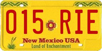 NM license plate 015RIE