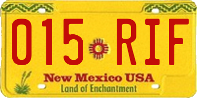 NM license plate 015RIF