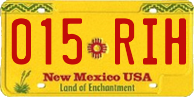 NM license plate 015RIH