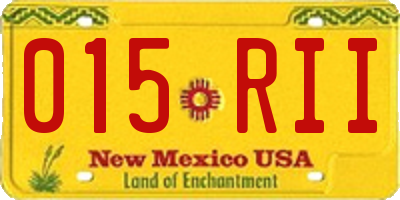NM license plate 015RII