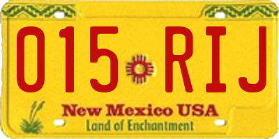 NM license plate 015RIJ