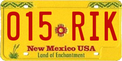 NM license plate 015RIK