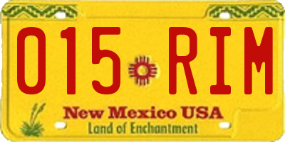 NM license plate 015RIM