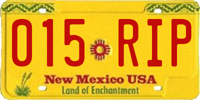NM license plate 015RIP