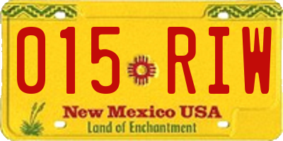 NM license plate 015RIW