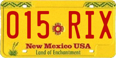NM license plate 015RIX
