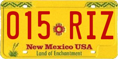 NM license plate 015RIZ