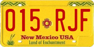NM license plate 015RJF