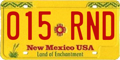NM license plate 015RND