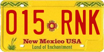 NM license plate 015RNK