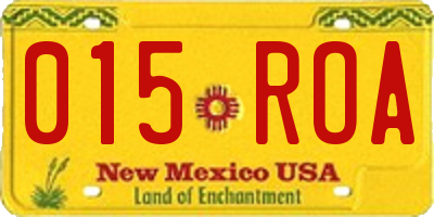 NM license plate 015ROA