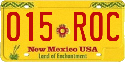NM license plate 015ROC