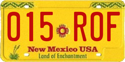 NM license plate 015ROF