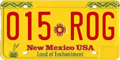 NM license plate 015ROG