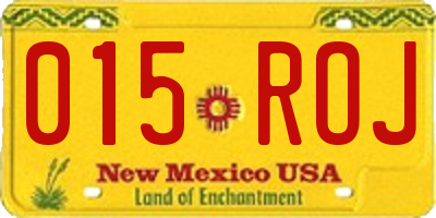 NM license plate 015ROJ